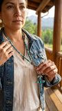 Turquoise and Larimar Lariat Necklace