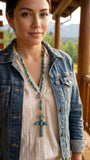 Turquoise and Larimar Lariat Necklace
