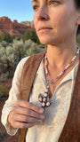 Pink Conch and Navajo Saucer Cactus Necklace
