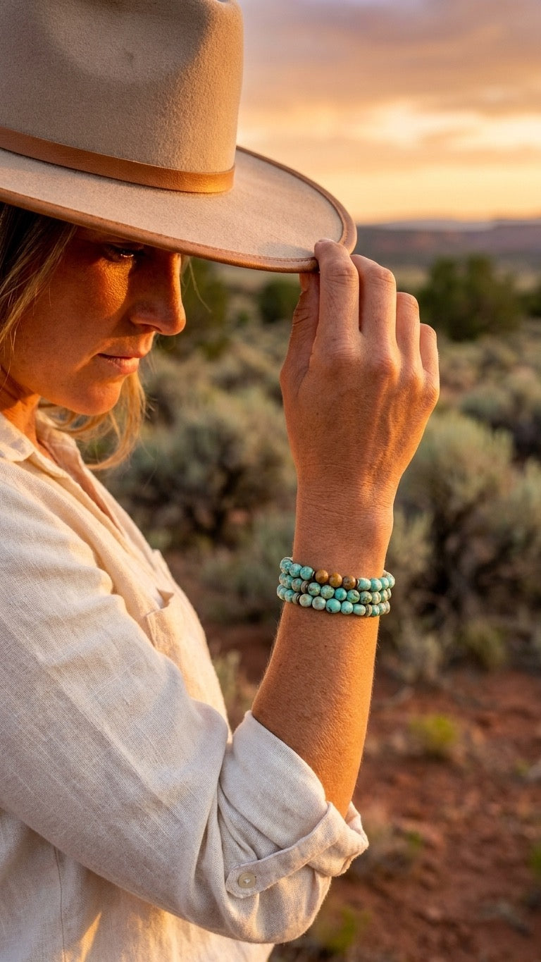 Peruvian Turquoise Triple Strand Bracelet