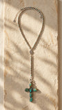 Silver and Turquoise Cross Lariat