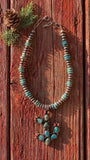 Turquoise and Red Coral Cactus Necklace