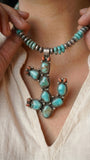 Turquoise and Red Coral Cactus Necklace