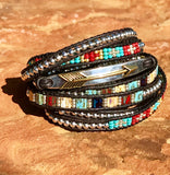 Boho Chic Leather Wrap Bracelet, Arrow Bracelet, "The Comanche"