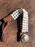 Western Fashion Pearl and Leather Cuff