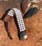 Western Fashion Pearl and Leather Cuff