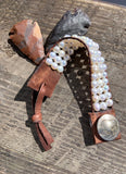 Western Fashion Pearl and Leather Cuff