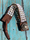 Western Fashion Pearl and Leather Cuff