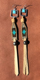 Buckskin ~ Leather Beaded Fringe Earrings, Western