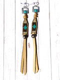 Buckskin ~ Leather Beaded Fringe Earrings, Western