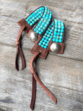 Turquoise and Leather Cuff Bracelet, Buffalo Nickel Button