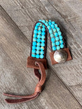 Turquoise and Leather Cuff Bracelet, Buffalo Nickel Button