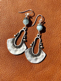 Aquamarine Natural Gemstone and Oxidized Silver Earrings