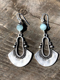 Aquamarine Natural Gemstone and Oxidized Silver Earrings