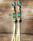 Buckskin ~ Leather Beaded Fringe Earrings, Western