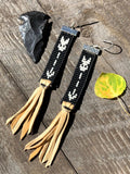 Native American inspired beaded leather earrings;Sitting Bull Arrow