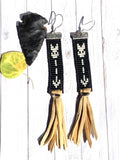 Native American inspired beaded leather earrings;Sitting Bull Arrow