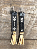 Native American inspired beaded leather earrings;Sitting Bull Arrow