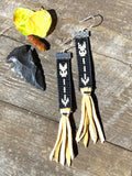 Native American inspired beaded leather earrings;Sitting Bull Arrow