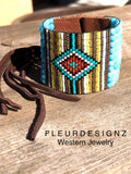 Western Leather Cuff Bracelet, Desert Dance