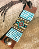 Western Leather Cuff Bracelet, Desert Dance