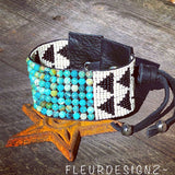 Natural Turquoise Bandelier Cuff Bracelet, Western Jewelry