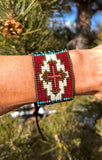 Western Beaded Leather Cuff Bracelet; FAITH