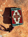 Western Beaded Leather Cuff Bracelet; FAITH