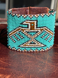 Thunderbird Hand Loomed Cuff Bracelet; Turquoise