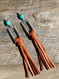 Western Leather Fringe Earrings, Leather Tassel Earrings, Oxidized Silver