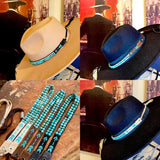 Turquoise & Arrow Hatband; Hand beaded Gemstone Hatband