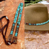 Turquoise & Arrow Hatband; Hand beaded Gemstone Hatband