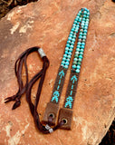 Turquoise & Arrow Hatband; Hand beaded Gemstone Hatband