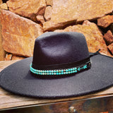 Turquoise & Arrow Hatband; Hand beaded Gemstone Hatband