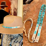 Turquoise & Arrow Hatband; Hand beaded Gemstone Hatband