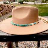 Turquoise & Arrow Hatband; Hand beaded Gemstone Hatband