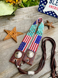 Flag Hatband, Patriotic Hatband, USA Hatband, Turquoise Hatband