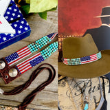 Flag Hatband, Patriotic Hatband, USA Hatband, Turquoise Hatband