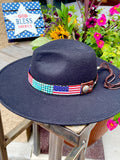 Flag Hatband, Patriotic Hatband, USA Hatband, Turquoise Hatband