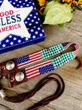 Flag Hatband, Patriotic Hatband, USA Hatband, Turquoise Hatband