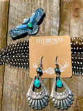 Western Sterling Silver and Turquoise Earrings, Navajo Pearl Earrings, Silver Feather