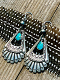 Western Sterling Silver and Turquoise Earrings, Navajo Pearl Earrings, Silver Feather