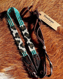 Turquoise and Cheetah ; The Boujee Cowgirl, Gemstone Hatband, Turquoise Hatband