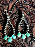 Navajo Pearl and Turquoise Tear Drop Earrings