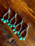 Navajo Pearl and Turquoise Tear Drop Earrings