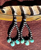 Navajo Pearl and Turquoise Tear Drop Earrings