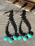 Navajo Pearl and Turquoise Tear Drop Earrings