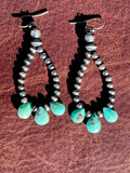 Navajo Pearl and Turquoise Tear Drop Earrings