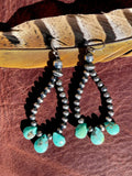 Navajo Pearl and Turquoise Tear Drop Earrings