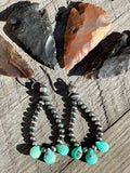 Navajo Pearl and Turquoise Tear Drop Earrings